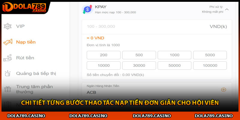Chi tiết từng bước thao tác nạp tiền đơn giản cho hội viên